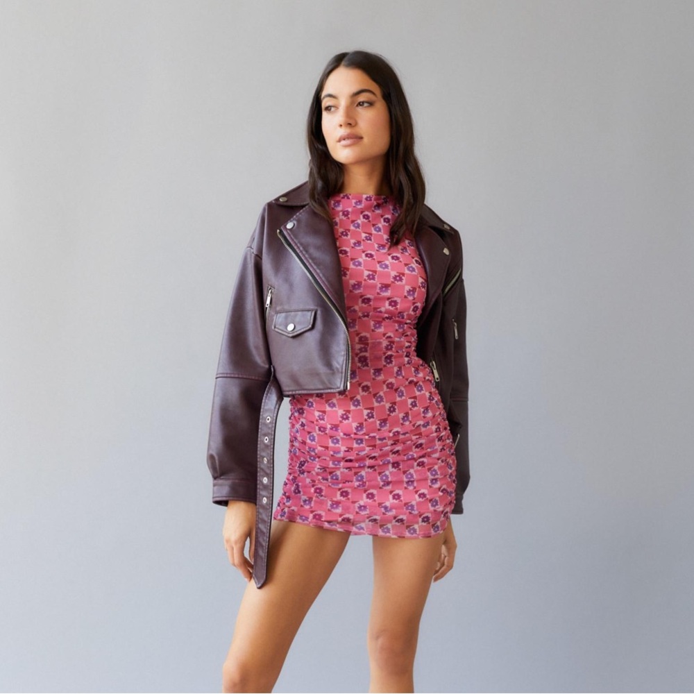 Urban Outfitters Austin Mesh Sleeveless Mini Dress Pink Floral
